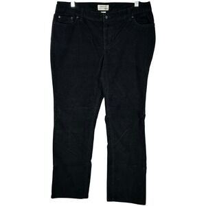 St Johns Bay Classic Fit‎ Straight Leg Black Corduroy Pants Women's Size 14